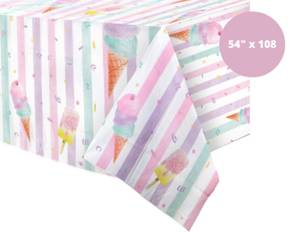 Ice Cream Party Tablecloth - Ice Cream Birthday Party Birthday Decora…