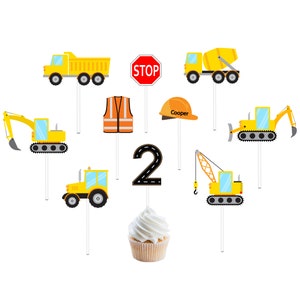 Construction Party Vehicle Cupcake Toppers  First Birthday Construction Birthday Party Construction Baby Shower Construction Birthday