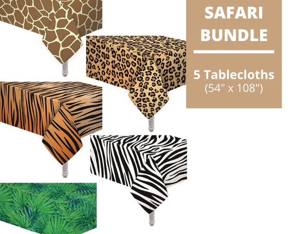 Safari Party Tablecloths Set of 5 Safari Baby Shower Safari Birthday Safari Party Jungle Party Jungle Baby Shower Jungle