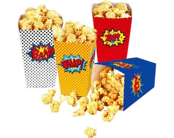 Superhero Popcorn Container  Superhero Birthday Superhero Party Birthday Party Birthday Boy Birthday Girl Party