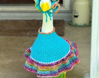 23" Crochet Goose Dress and Bonnet Pattern, Ruffled Skirt, Vintage Cottagecore Outfit Goose Dress Pattern  (PDF Download)