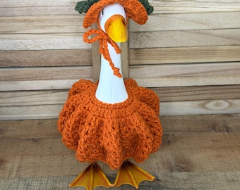 Pumpkin Pearl 10-13 Inch Goose Crochet Pattern | Pumpkin Goose Dress PDF | Small Porch Goose Outfit | Fall Crochet Pattern