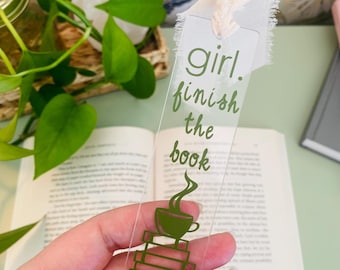 Girl Finish the Book Acrylic Bookmark | Book Lover Gift | Reader Accessory
