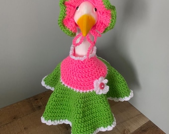 Springtime Suzi Porch Goose Dress Crochet Pattern (PDF) | 17-21 Inch Goose Outfit