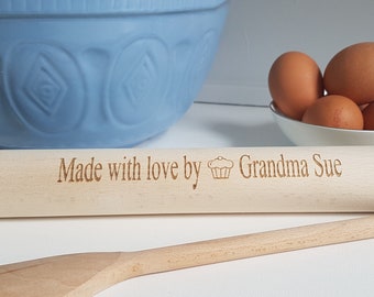 Personalised Rolling Pin, Large Wooden Personalised Rolling Pin, Baking gifts, House warming gift, Gifts for Foodies Wooden Rolling Pin.