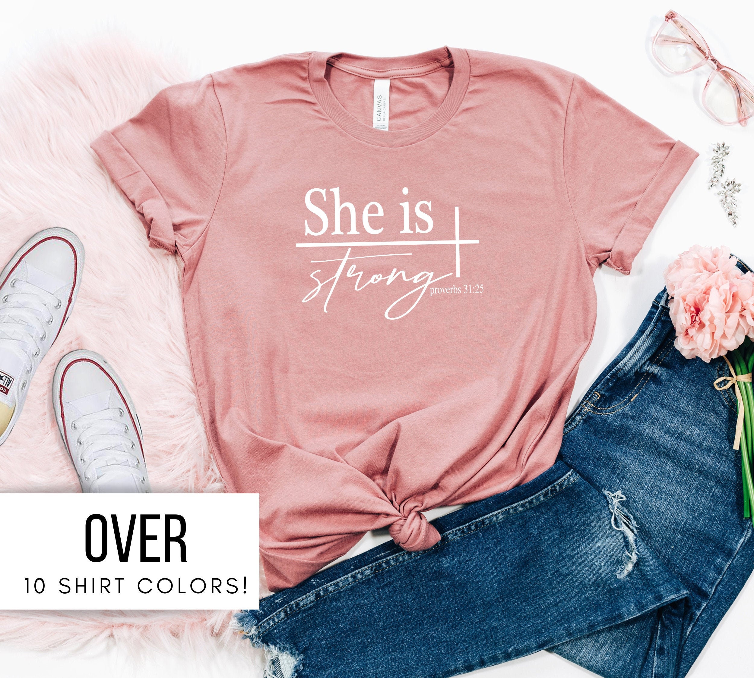 She is Strong Shirt for Women She is Strong Tshirt for Mom Etsy