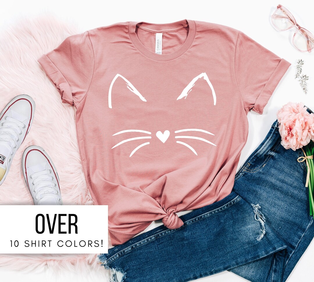 Cat Face Shirt for Women Cat T Shirt for Her Gift for Cat Etsy