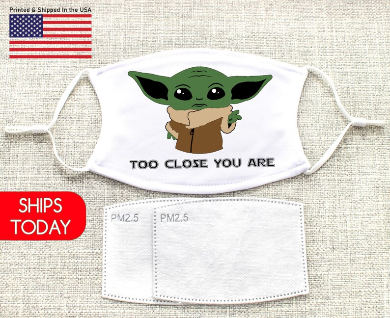 Baby Yoda Face Mask With Filter Pocket & 2 Filters Starwars Etsy