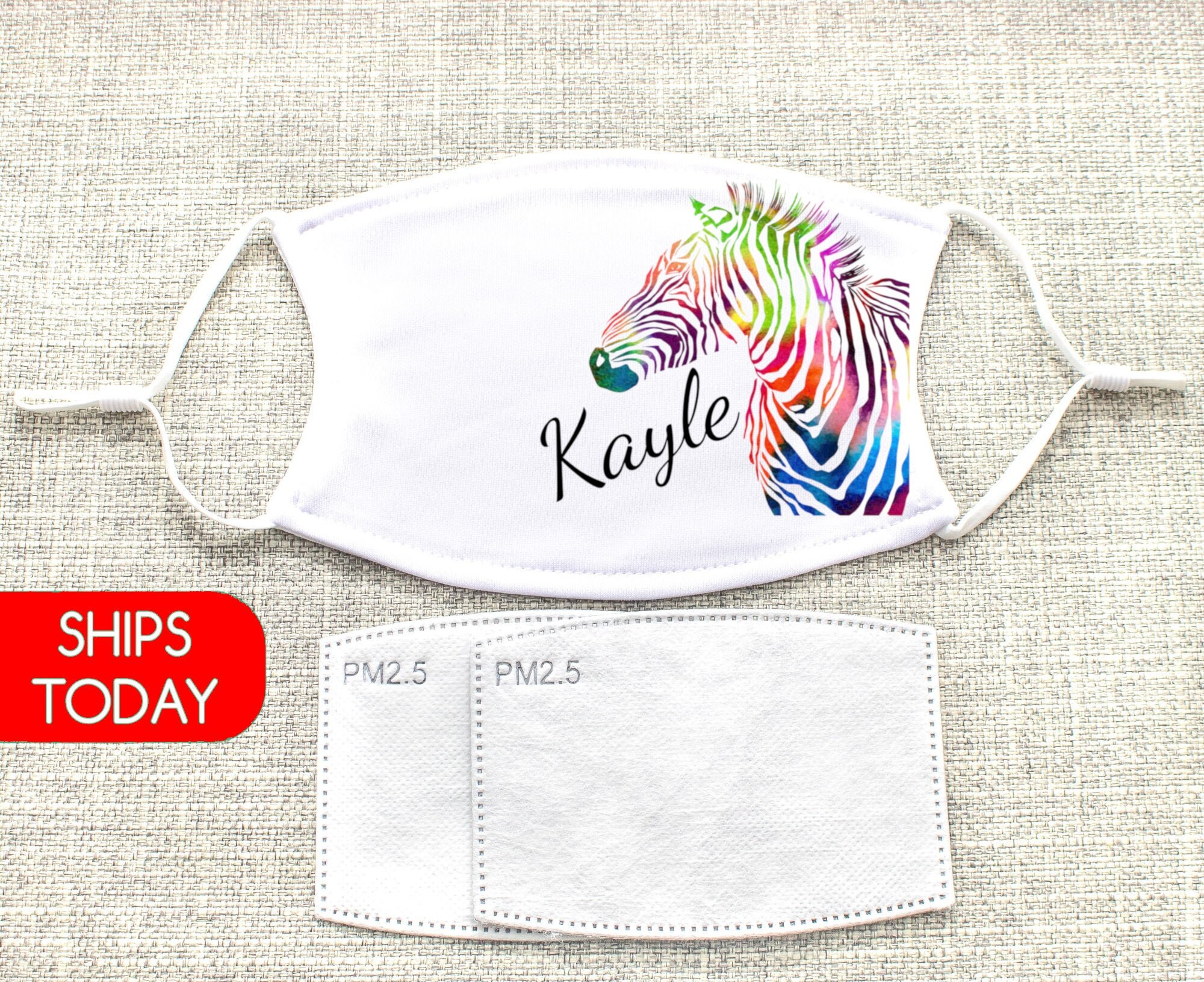 Zebra Face Mask Washable Zebra Face Mask With Filter Pocket Etsy