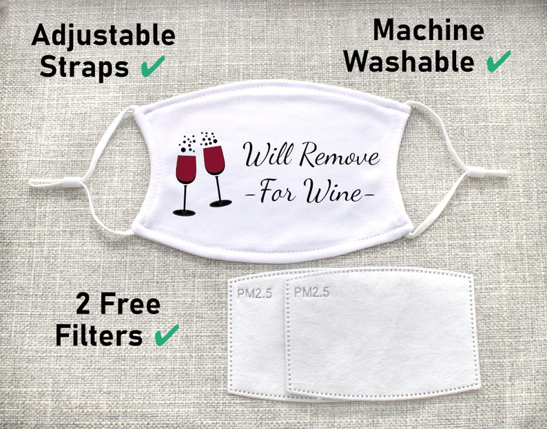 Wine Face Mask Washable Wine Masks for Women Will Remove Etsy