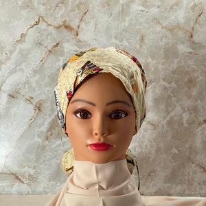 Ponytail Scrub Cap with Ribbon: 100% Cotton Long Hair Cover