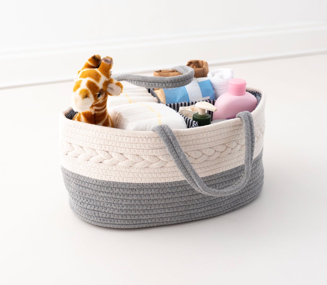 Nappy Caddy Diaper Storage Basket Organiser Grey Etsy UK