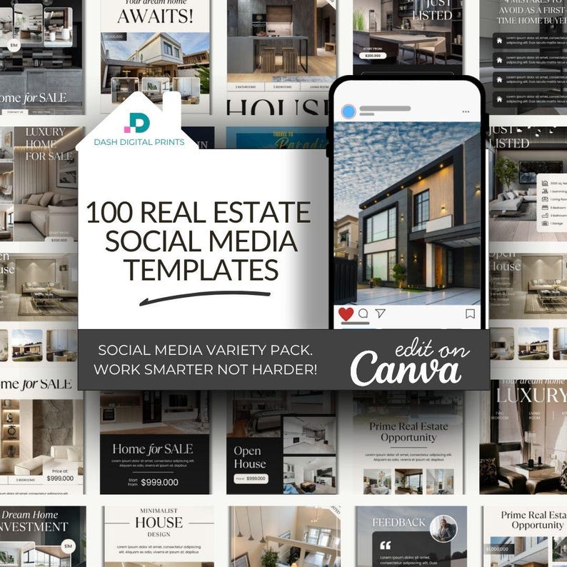 100 Real Estate Social Media Templates Canva Designs Etsy
