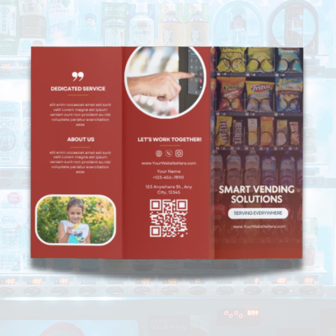 Vending Machine Pamplet Editable Vending Machine Brochure & Business Card Template: Modern Red ...