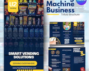 Editable Trifold Vending Machine Business Trifold Brochure Template | Modern-Inspired Design | Canva Customizable