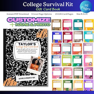 Anpassbares Geschenkkartenbuch | Graduierung Geschenkkarte Buch | College Care Paket | Abitur Geschenk | Sofortiger PDF Download