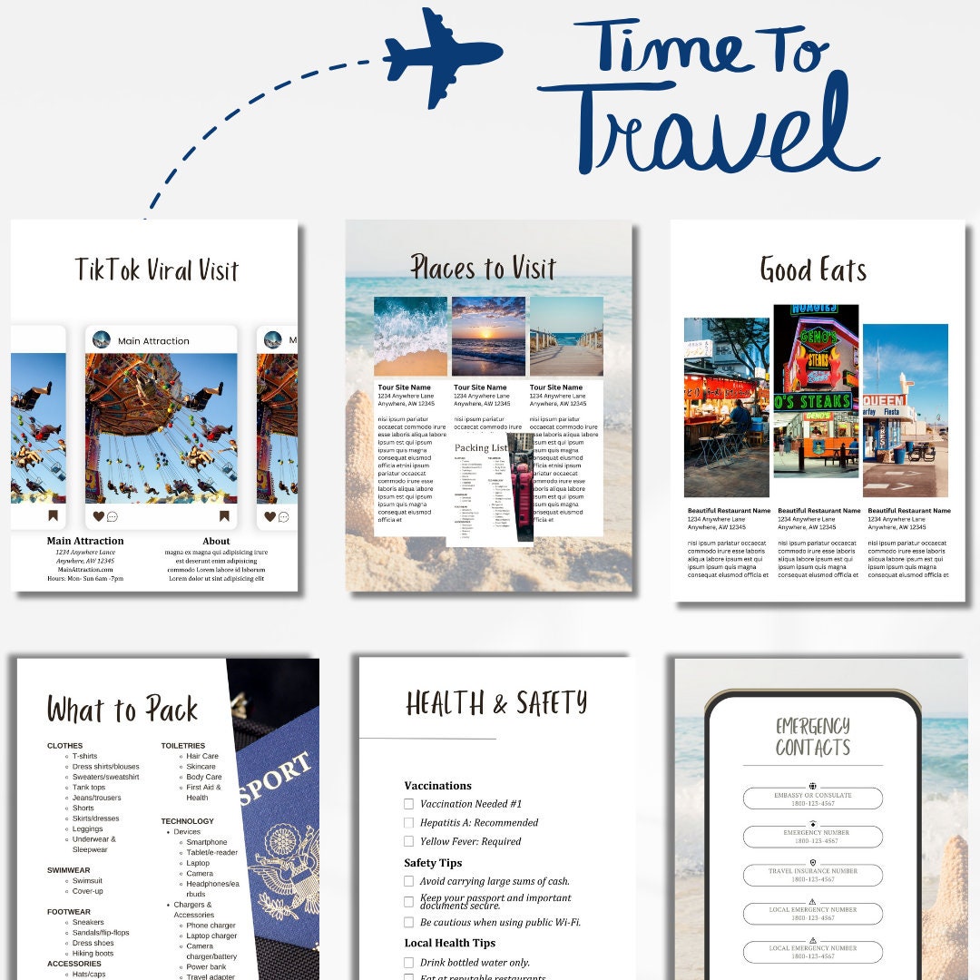 Family Vacation Itinerary Template Customizable Travel Planner (canva