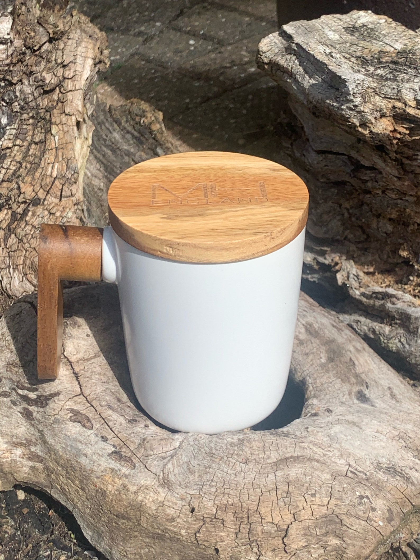 Pair of Ceramic Mugs With Wooden Handles & Lids. Engraved With Etsy