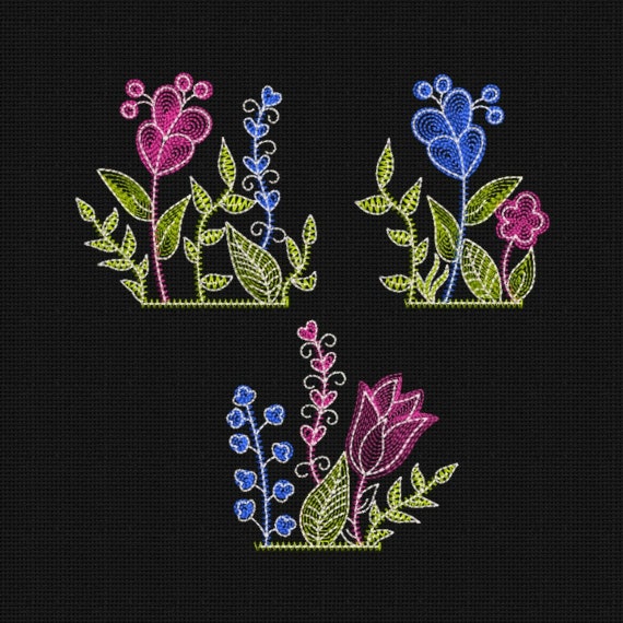 Embroidery Designs Patterns Grass Flowers Instant Download Etsy