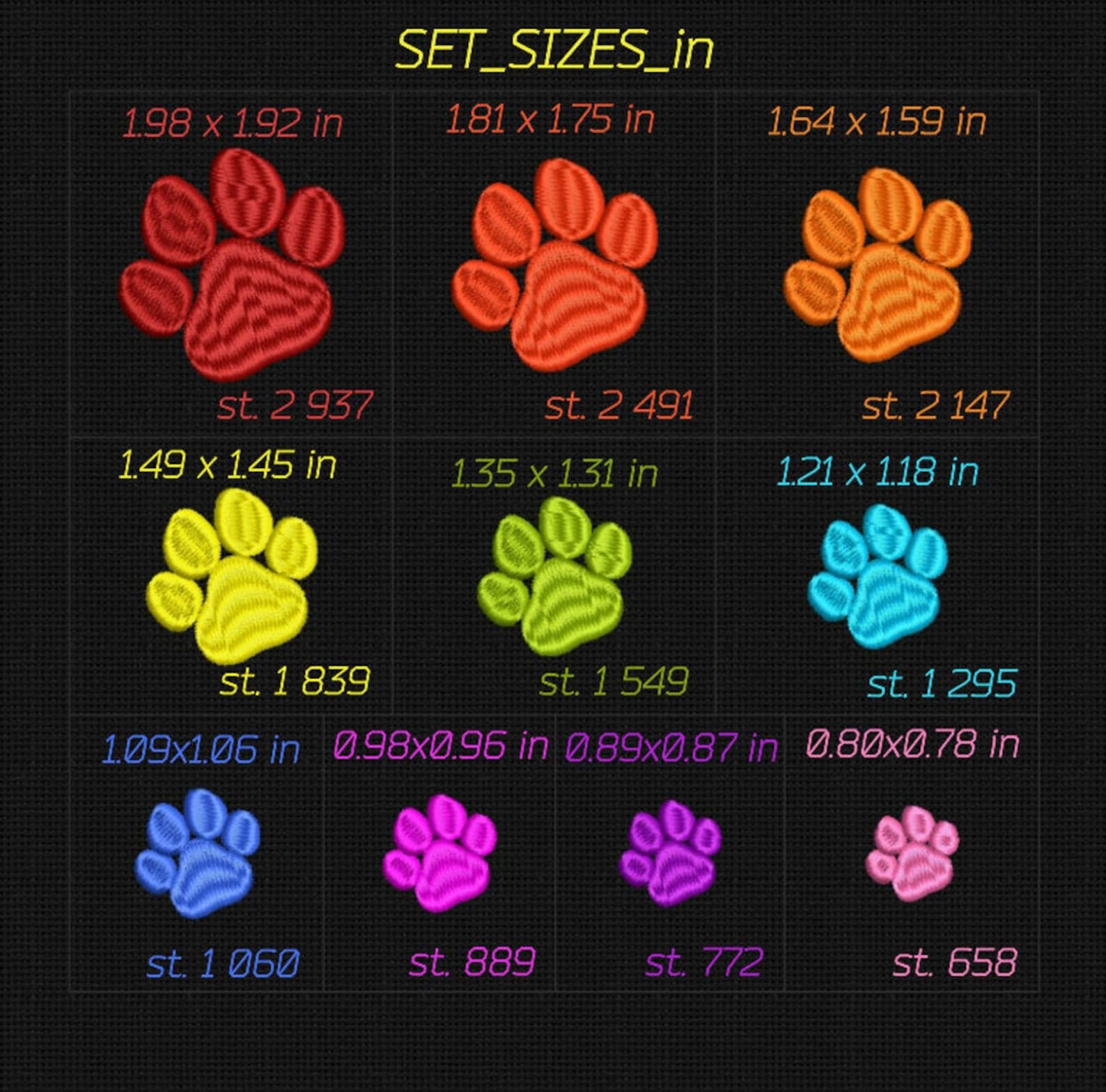 Animals Embroidery Design, Paw Print Embroidery Designs Dog Etsy
