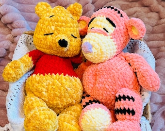 Handmade Crochet Winnie the Pooh Tigger Plush | Soft Amigurumi Nursery Decor, Winnie the Pooh Stuffed Animal