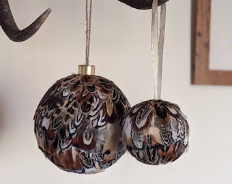 Giant Pheasant Feather Christmas Bauble, Handmade Country Decor