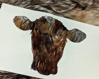 Highland Cow Pheasant Feather Mount Wall Décor Christmas Present Cow Lover Cattle Calf