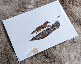 Fox and Mouse Pheasant Feather Mount, Hunting Wall Art