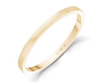 1.5mm 10K 14K or 18K Gold Brushed Matte Flat Wedding Band White Gold Yellow Gold or Rose Gold