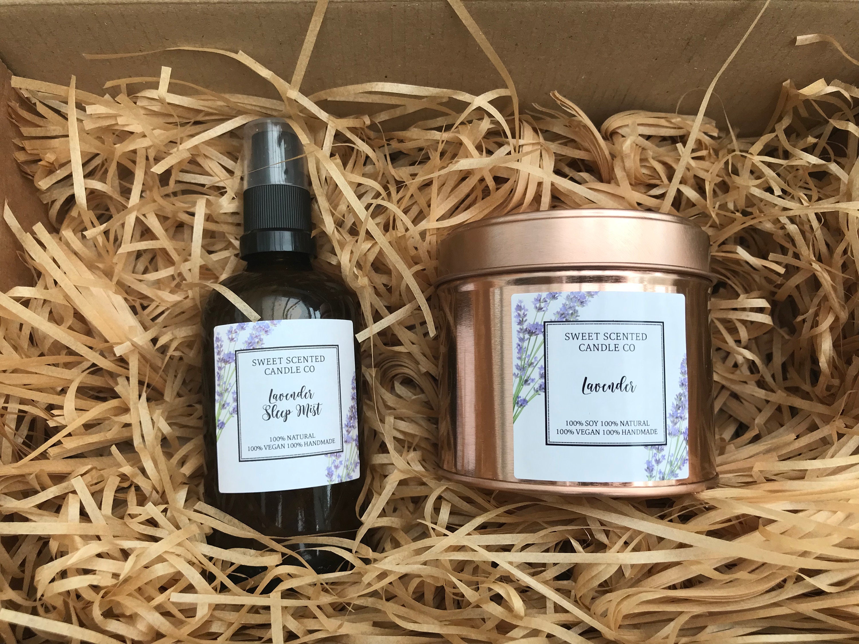 Lavender Sleep Mist Candle Gift Box Aromatherapy Pillow Spray Etsy UK