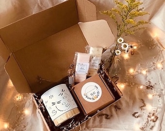Wax melt burner gift box presents gift set eco gift for her wax melts tealights matches gift box candle hamper box gifts for her minimalist