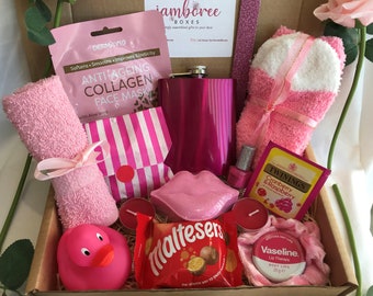 Pink Pamper Gift Box: Face Mask, Socks, Treats