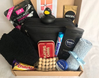 Men's Gift Box: Toiletry Bag, Socks, and Treats