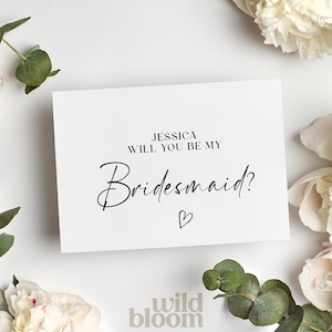 Personalised Will You Be My Bridesmaid Card, Bridesmaid Proposal, Maid of Honour Card, Bridesmaid Card, Bridal Shower, Postcard Style Card image 1