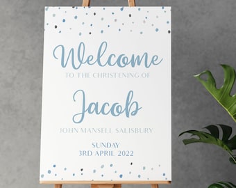 Personalised Christening Poster, Christening Sign, Baptism Poster, Welcome to the Christening Poster, Boy Christening Decoration, Baptism