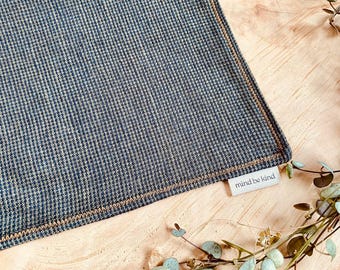 Linen Micro Check EDC Hank, Khaki & Black, Washable Cleaning Cloth