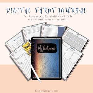 Digitale Tarot Journal Notebook Tarot Card Readings Leer Tarot Gids Tarot Betekenissen intuïtieve werkmap voor GoodNotes Noteshelf Zinnia