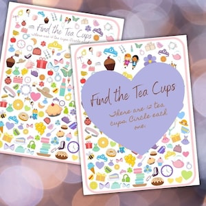 Tea Party Finde die Teetasse - Digital Printable