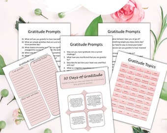 Daily Gratitude Journal Challenge with Thought Prompts and Questions for Self-Discovery