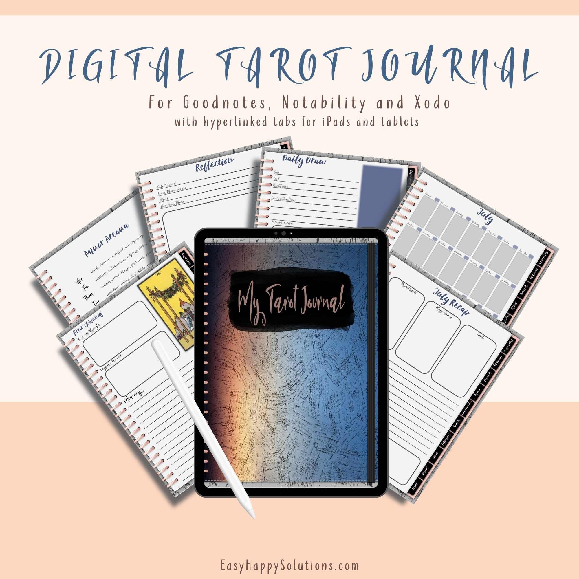Digital Tarot Journal, Notebook for Tarot Card Readings, Guidebook wi…