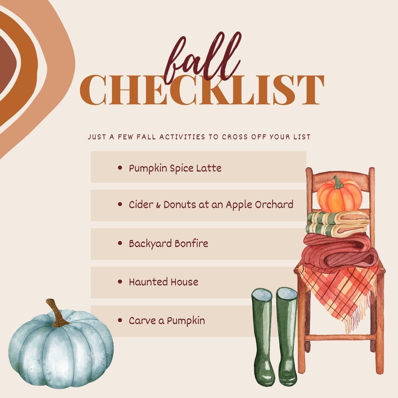 Fall Bucket List Printable Checklist of Fall Activities Instant ...