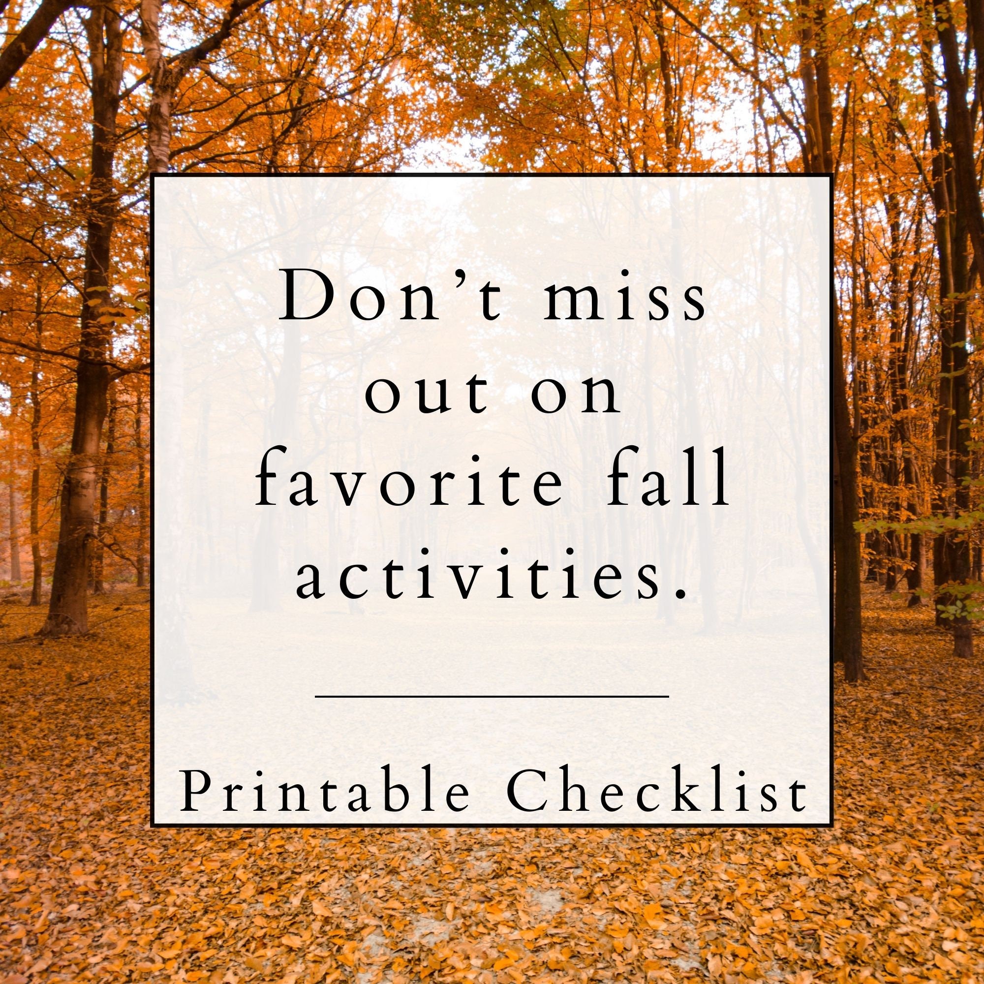 Fall Bucket List Printable Checklist of Fall Activities Instant ...