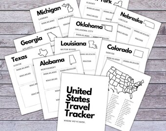United States Travel Tracker Digital Printable