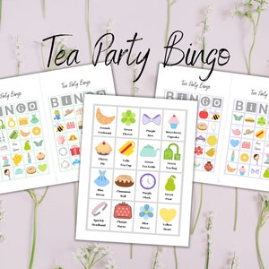 Tea Party Bingo Game - Kid&#39;s Printable Bingo Game - Instant Download