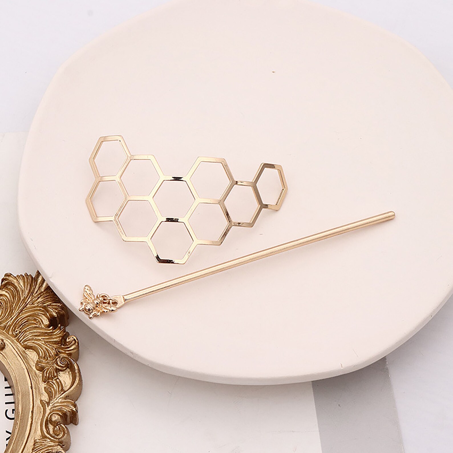 Retro Bee Hair ClipsMinimalism Gold Metal Hair ClipWedding Etsy