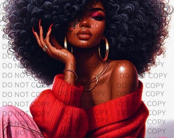 Black Girl/ Woman Magic beautiful woman with hair attitude PNG