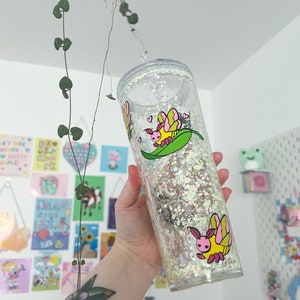 ROSY MAPLE MOTH snowglobe tumbler | eeeshs pieces | handmade | glitter tumbler | 710ml cup
