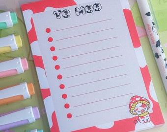 BLOCCO NOTE MUCCA FUNGO/blocco note A6/mucca fungo/kawaii/cancelleria/pezzi di eeesh