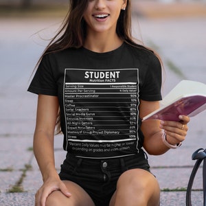 Black/Navy Student Funny Nutrifacts - Student Nutrition Facts T-Shirt - Gifts for Students