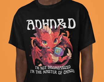 Camiseta ADHD&D Dragon - Camiseta "No estoy desorganizado, soy el maestro del caos" - Regalos para jugadores de TDAH DND - Dungeon Master
